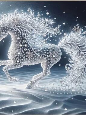(195P) DIY Diamond painting kit Elegant White Crystal Horse Wall Decor